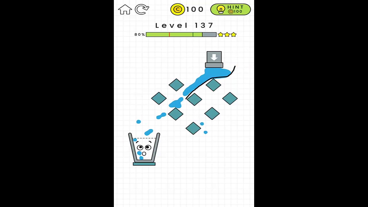 Happy Glass Level 137. 3 Stars Walkthrough