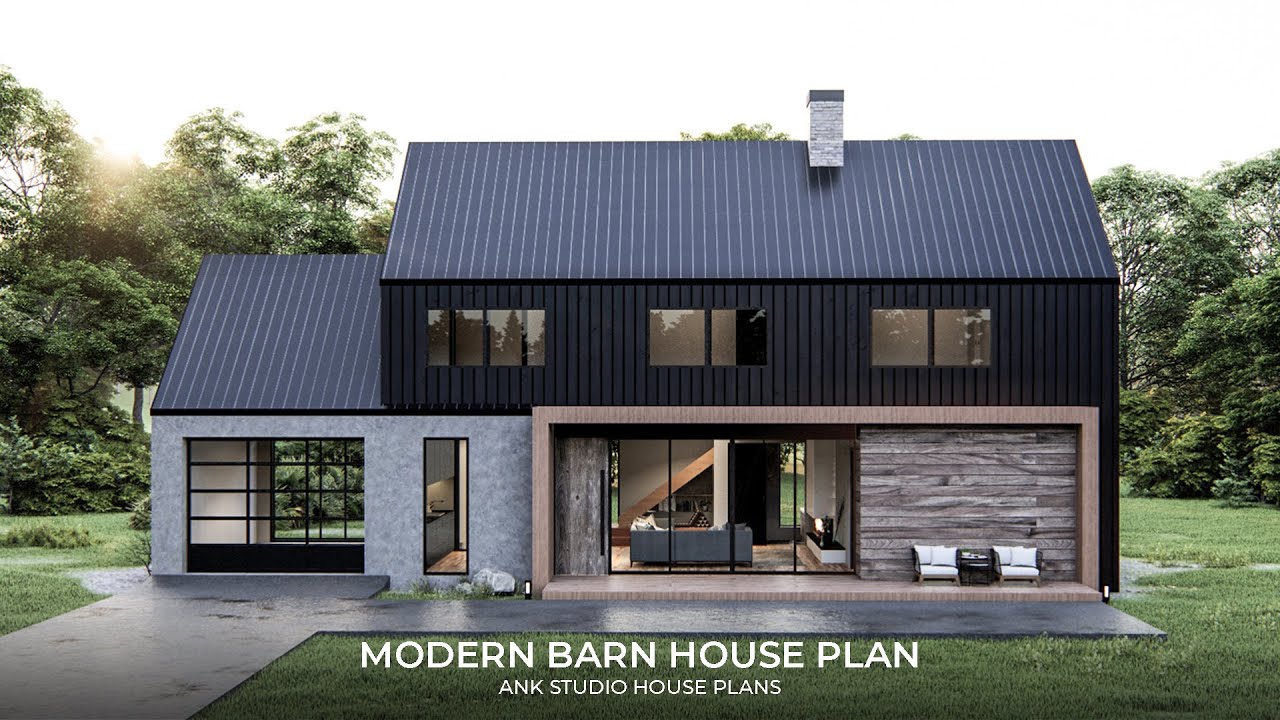 2,200 sq ft Modern Barn House Plan / Barndominium Plan