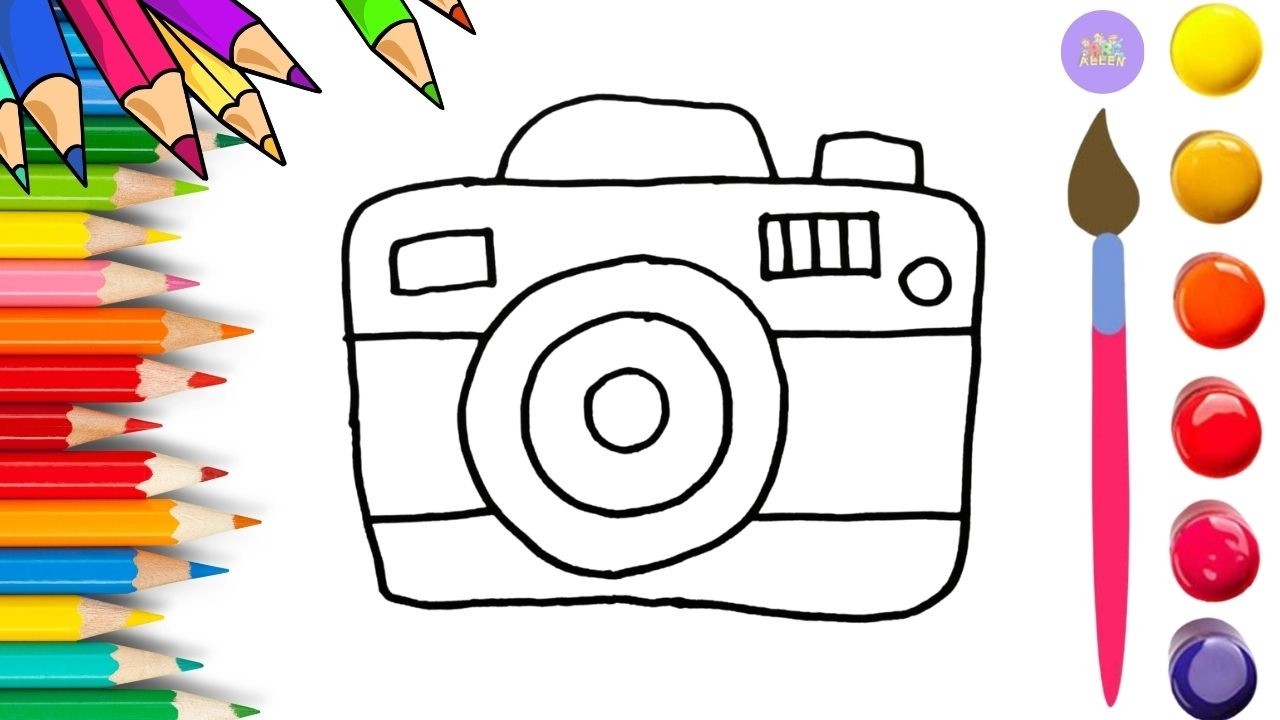 How To Draw cute Camera Drawing, Painting & Coloring For Kids and Toddlers_🌈🎨