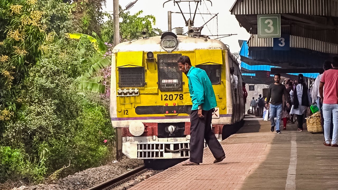 High Speed Local train skipping Hooghly Railway Station with quick acceleration