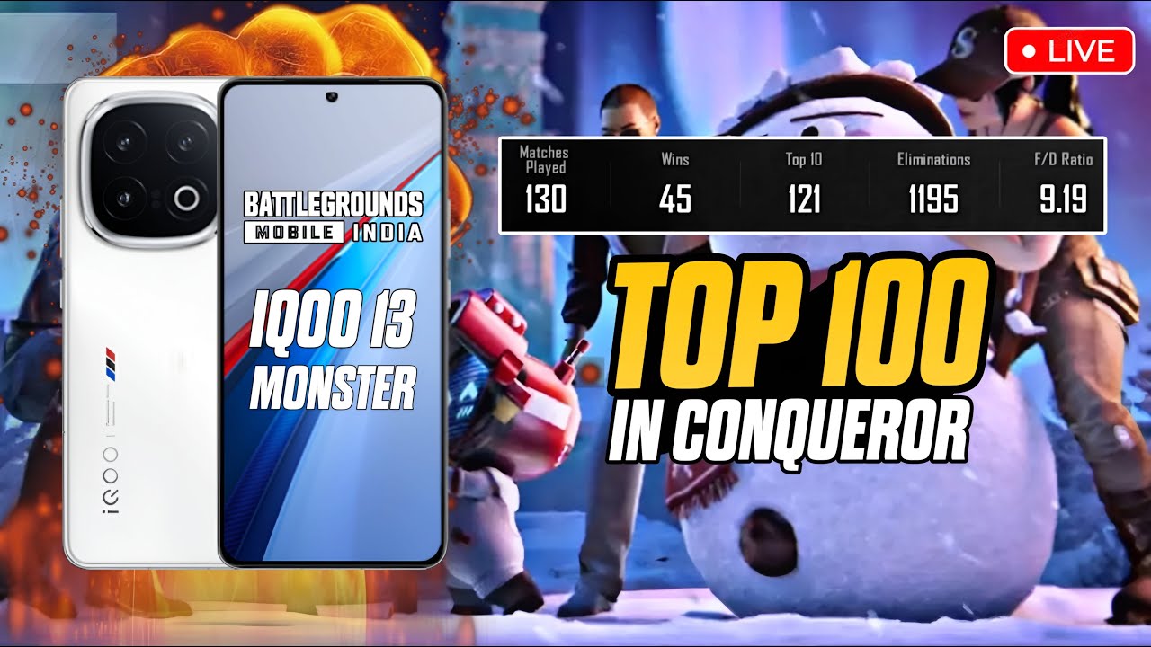 🔴ROAD TO TOP 100 | CONQUEROR RANK PUSH DAY-10 | IQOO 13 INDIA FASTEST PHONE LIVE PERFORMANCE TEST
