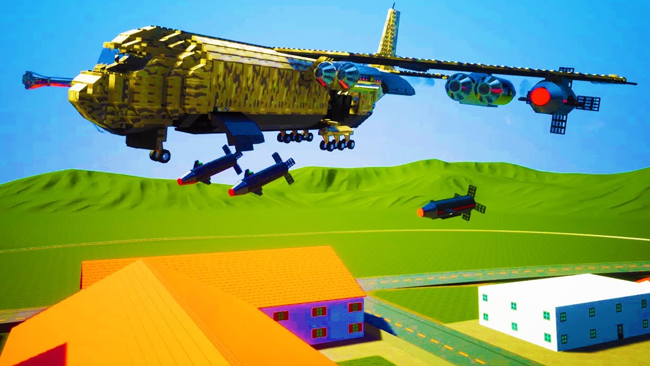 MASSIVE NUCLEAR BOMBER PLANE DESTROYS CITY OF BRICKSVILLE! - Brick Rigs Workshop Creations Gameplay