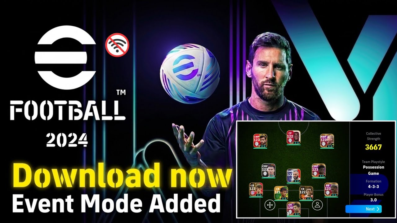 eFootball 2024 Offline Mod APK &mdash; Обновленные составы, формы и оптимизация нового поколения! 🔥