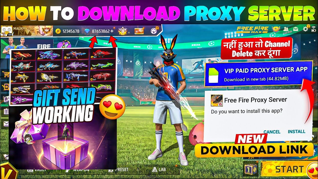 HOW TO DOWNLOAD PROXY SERVER IN FREE FIRE, HOW TO USE PROXY SERVER IN FREE FIRE, VIP PROXY SERVER