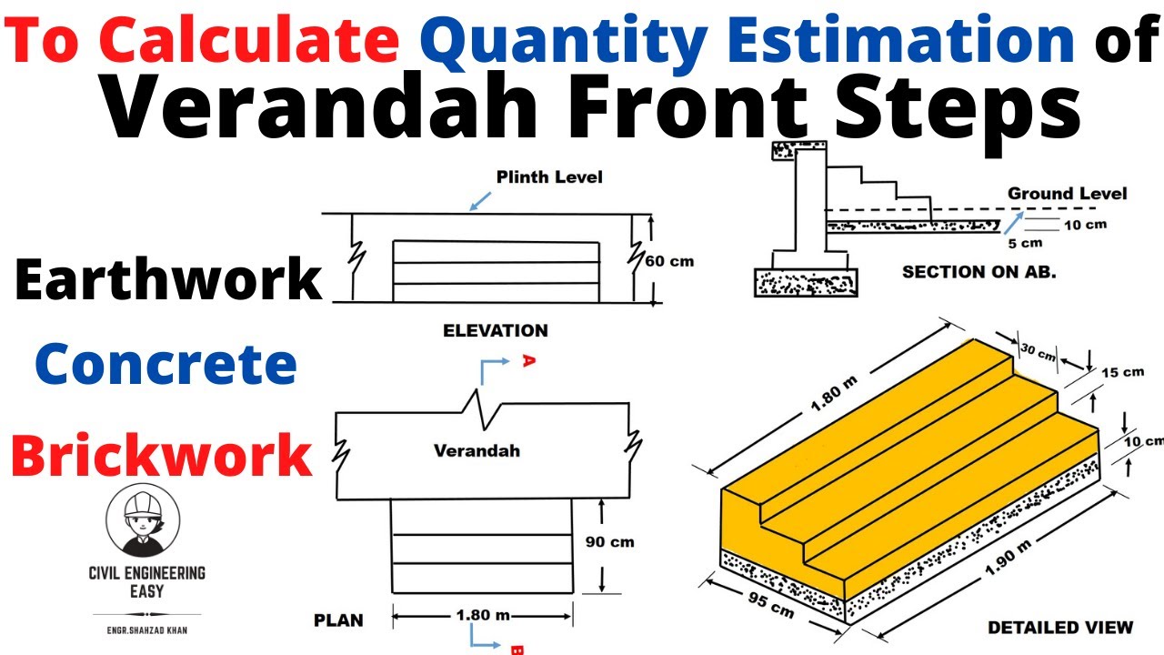 How to find the Quantity Estimation of Stairs | Front verandah steps | Estimating of Steps