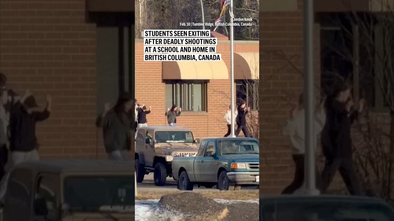 Students seen exiting after deadly shootings at a school and home in British Columbia, Canada