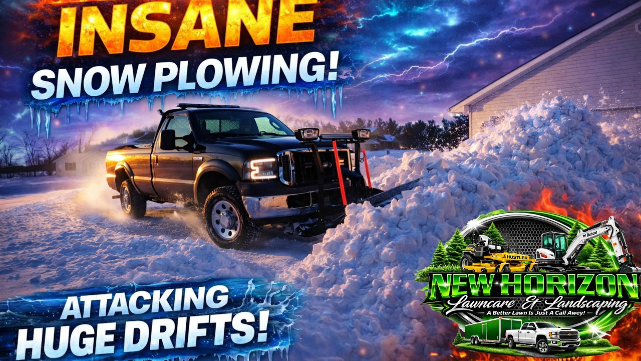 Insane Residential Snow Plowing Attacking Huge Drifts