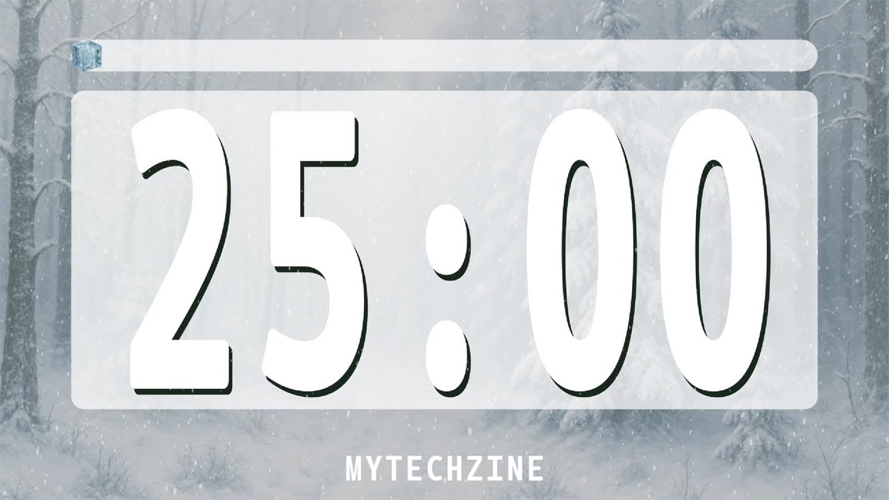 25 Minute Winter Countdown Timer | Silent Focus Session with End Alarm