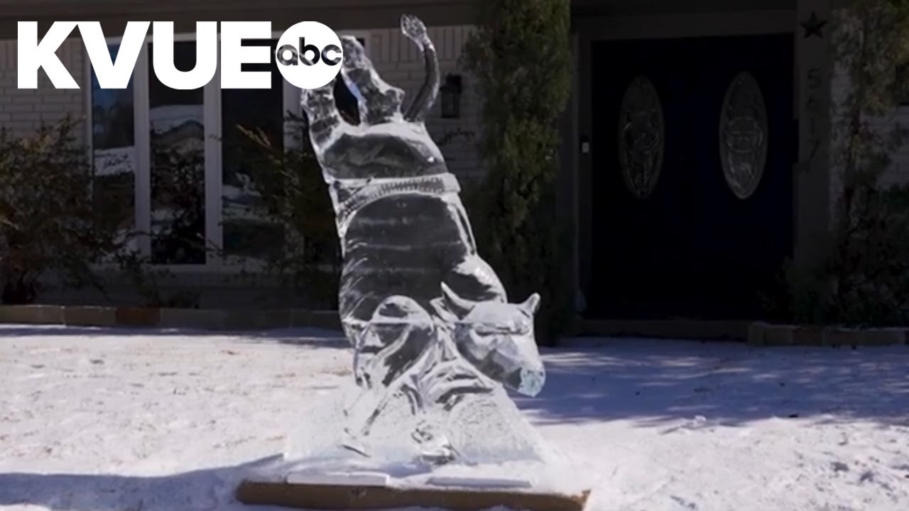 North Texas man creates ice sculptures during winter storm