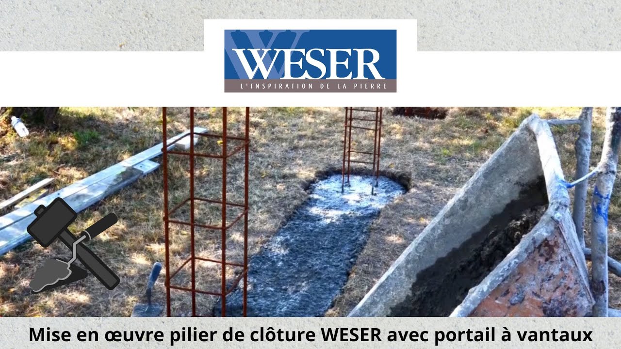 Mise en œuvre piliers de clôture PIERTEC avec un portail classique