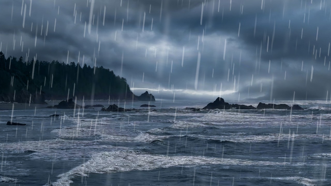 Ocean Waves and Gentle Rain 🌊 🌧️ Relaxing Water Sounds for Sleep