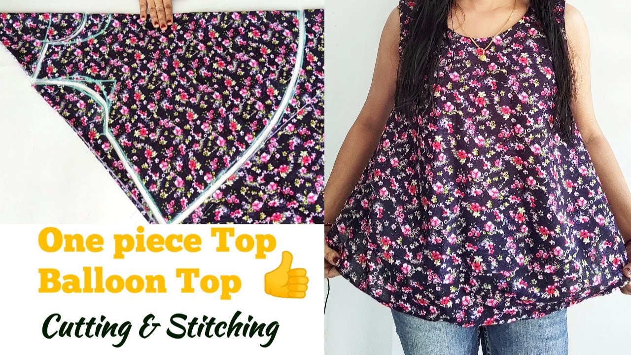 Very Easy One piece Top | Balloon Top Cutting and Stitching | Top Cutting and stitching