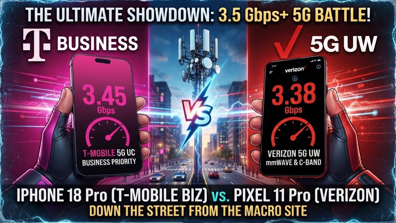 T-Mobile Business 5GUC SA против Verizon 5GUW SA &mdash; быстрый тест скорости рядом с базовой станцией
