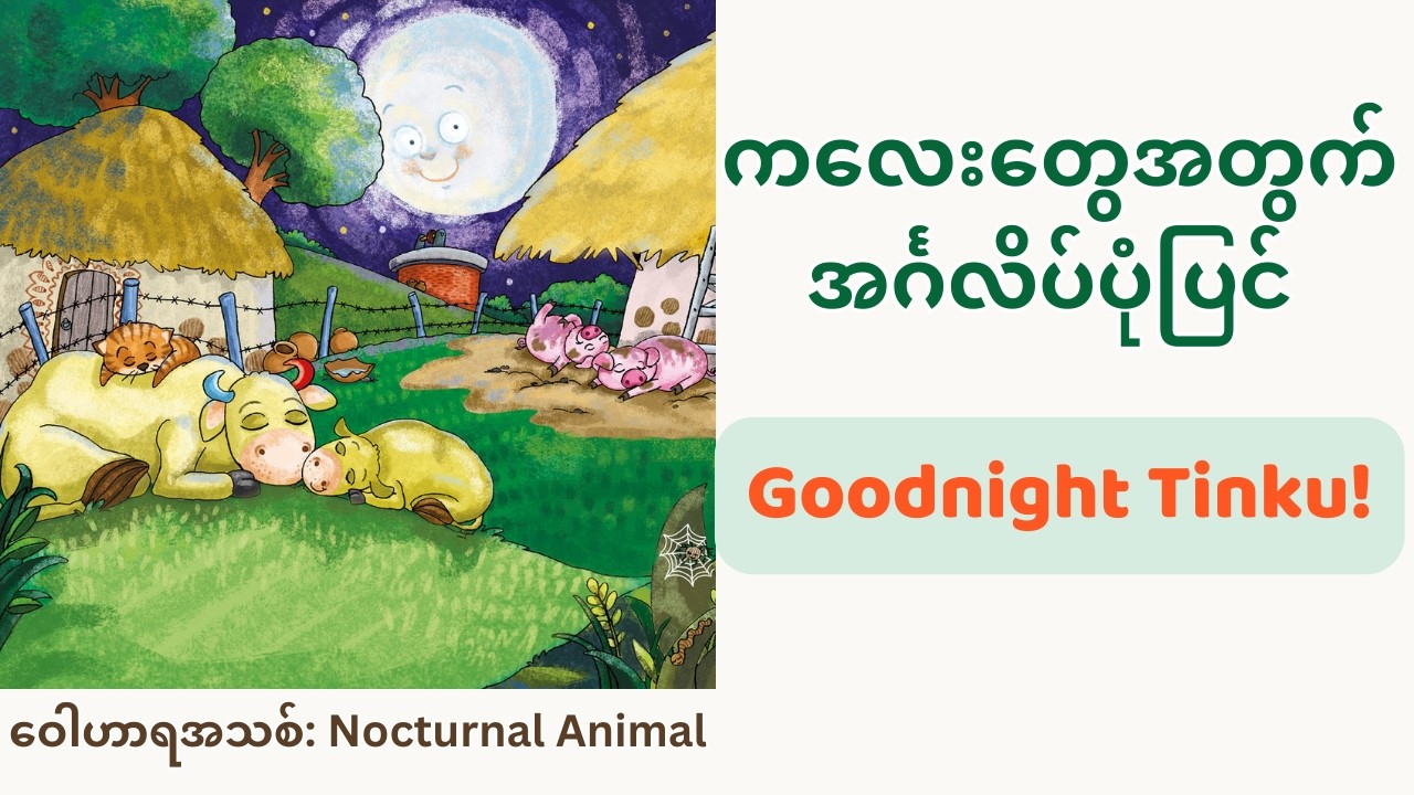 English Story for Kids | Good Night Tinku | ဝေါဟာရအသစ် Nocturnal Animal