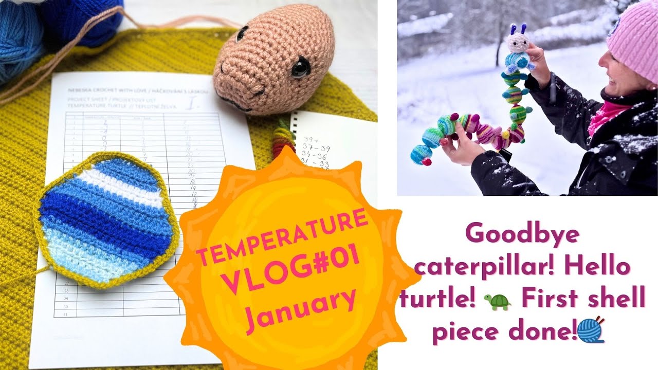 TEMPERATURE VLOG: Goodbye caterpillar! 👋 Hello turtle! 🐢 First shell piece done!🧶 #temperatureturtle