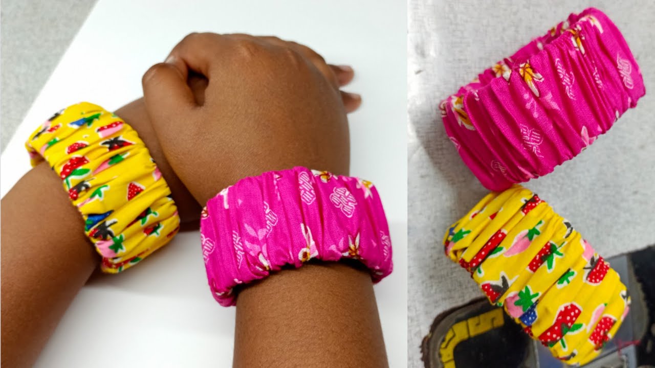 💖 Beautiful Fabric Wrapped Elastic Bracelet/ Bangle Wristband/Fabric Bracelet/ Bracelet Design