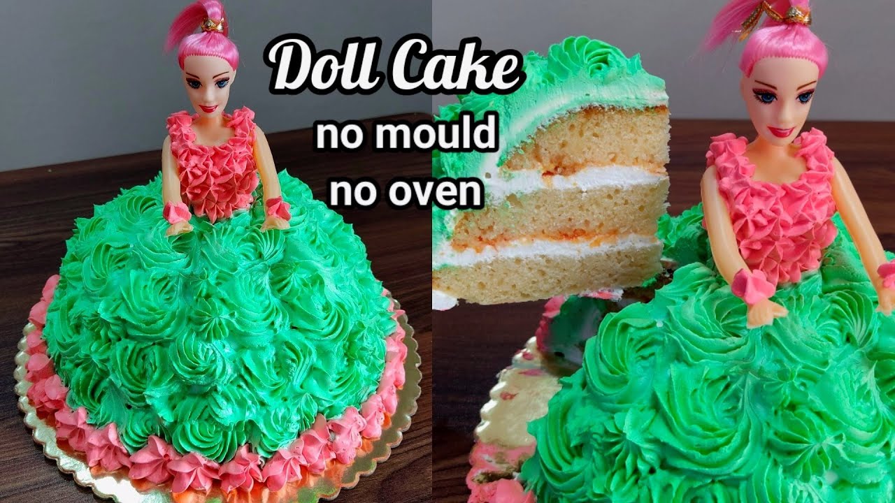 Doll Cake, Eggless birthday doll cake,no mould,no oven easy doll cake recipe