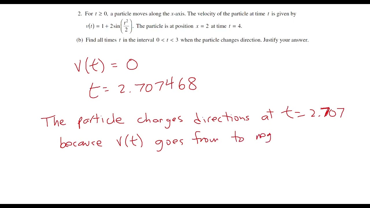 2016 AP Calculus AB FRQ #2 - Motion