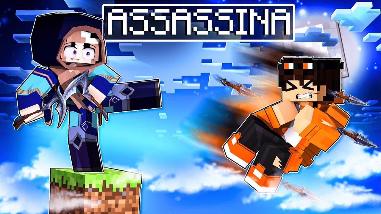 JOGANDO com uma ASSASSINA em APENAS um BLOCO no Minecraft!