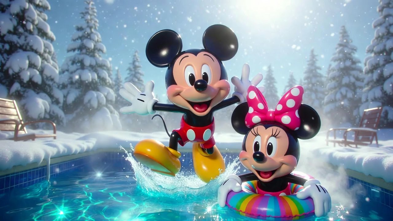 Snow Day Pool Party?! Mickey & Minnie Winter Fun ❄️💦 #mickeymouse #cartoonforkids #kidscartoon
