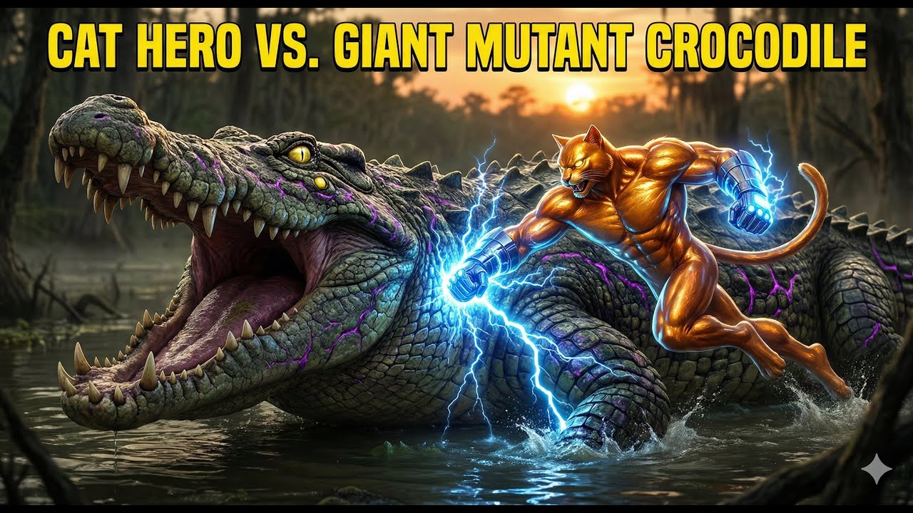 Cat Hero vs  GIANT Mutant Crocodile: EPIC SWAMP BATTLE!