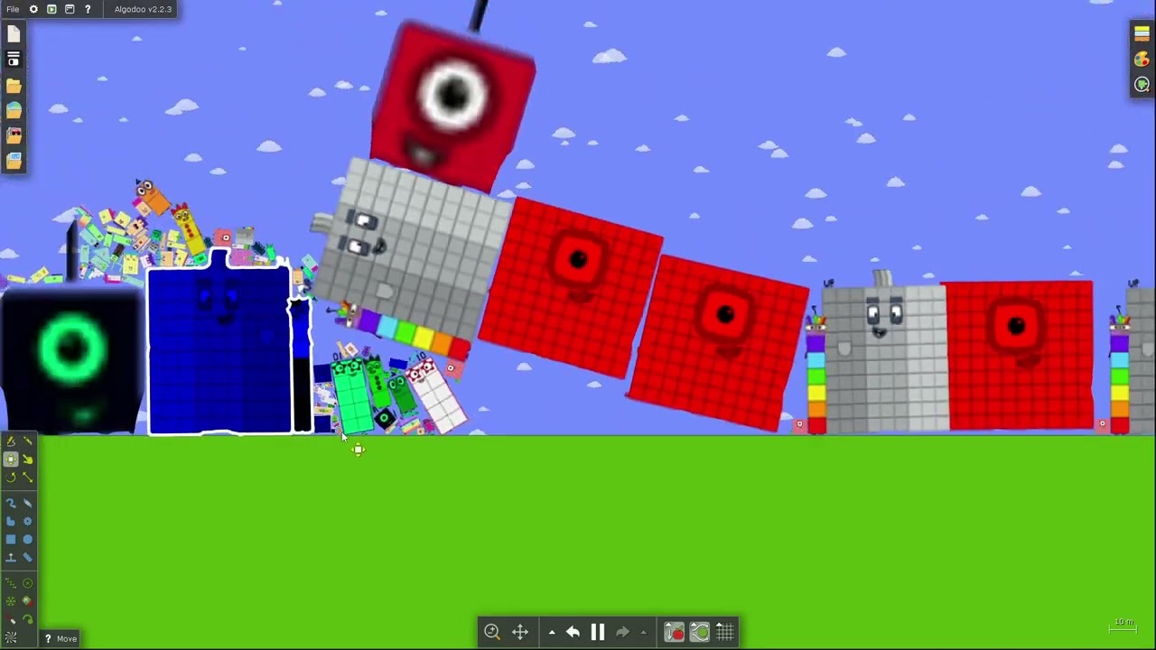 [Algodoo] Numberblocks - Negative 3 Billion all the way to 3 Trillion