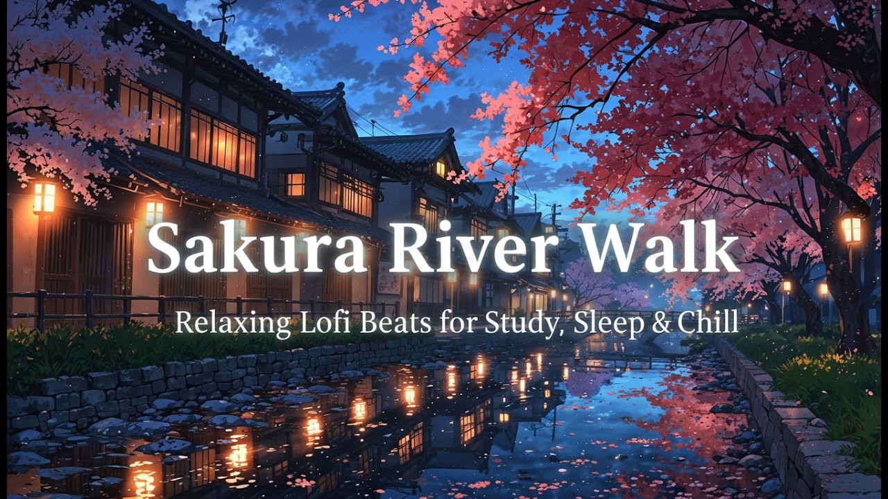Sakura River Walk | Relaxing Lofi Beats for Study, Sleep & Chill 🌙