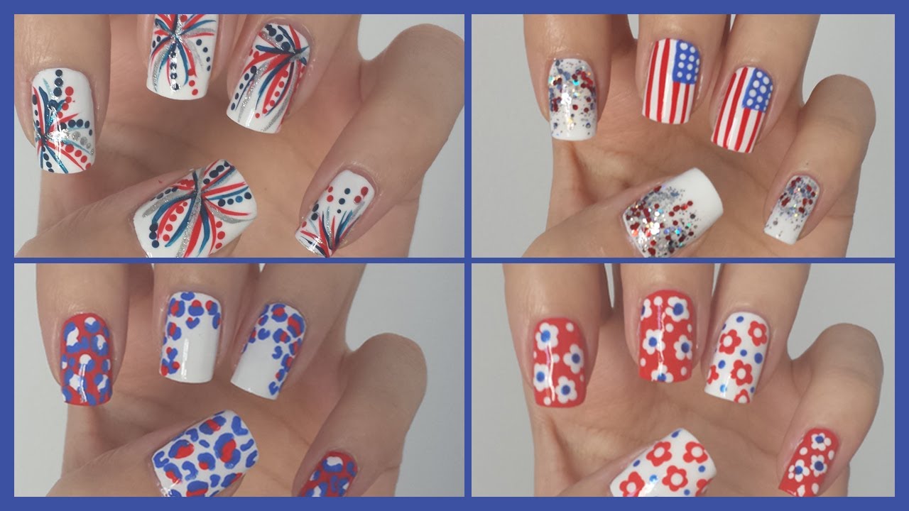 Fourth of July Nails!!! ☆ Four Easy Designs! | JennyClaireFox