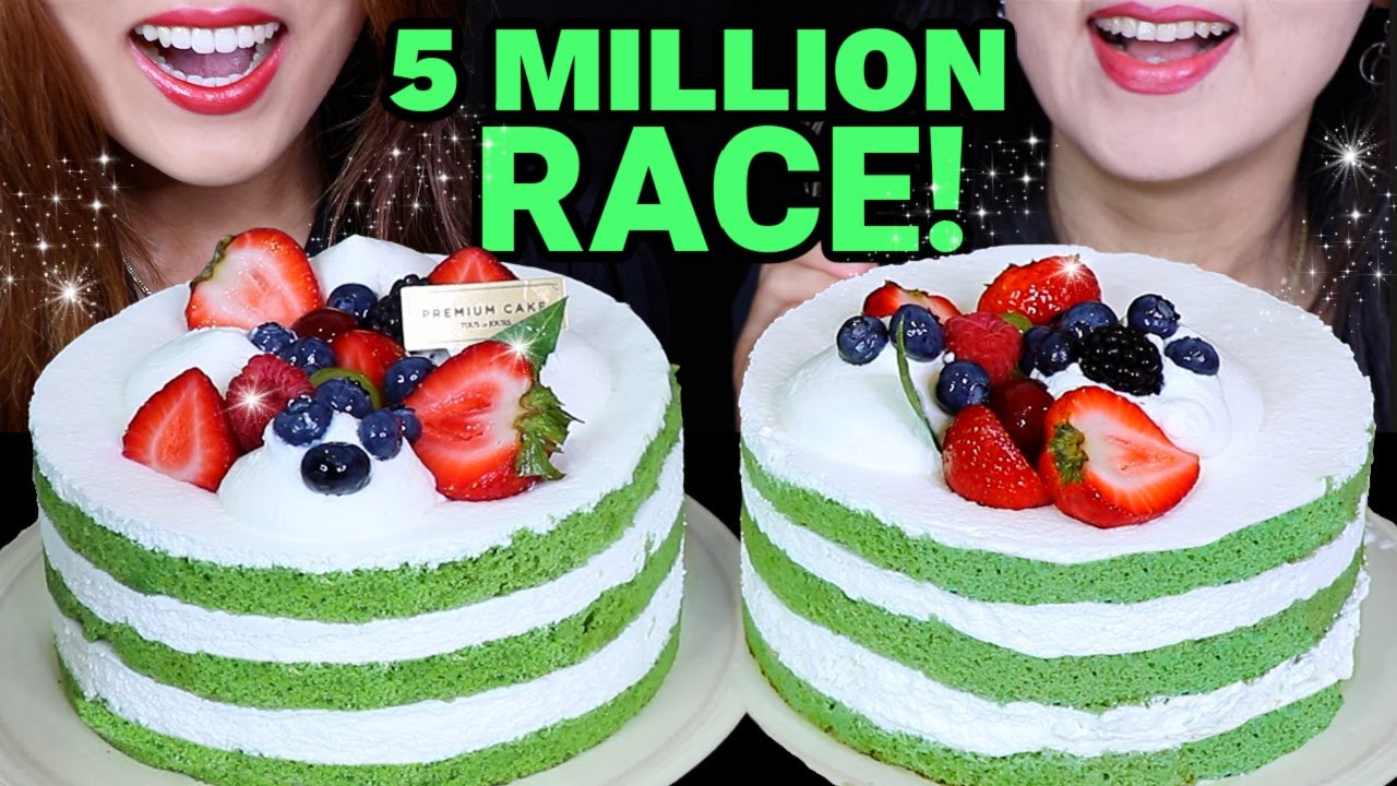 ASMR 5 MILLION GREEN TEA CAKE RACE EATING COMPETITION! 케이크 먹방 केक ケーキ BIG BITES MUKBANG EATING SHOW