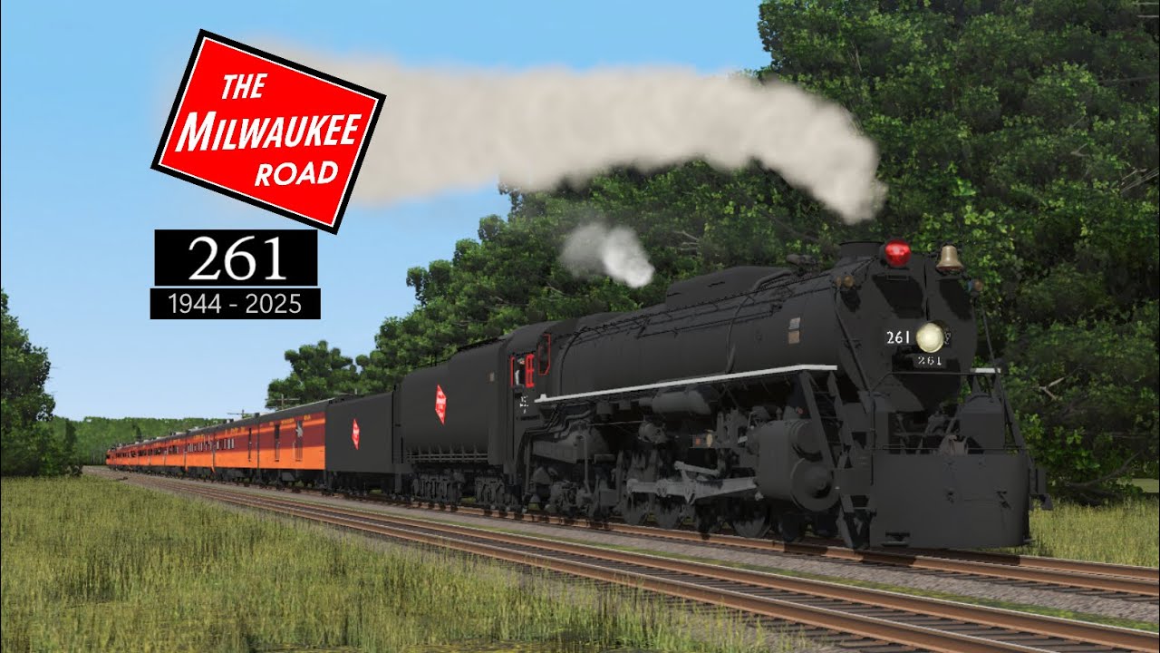 Trainz 2019 Milwaukee Road 261 S-3 Evolution Historical video. (Remake)