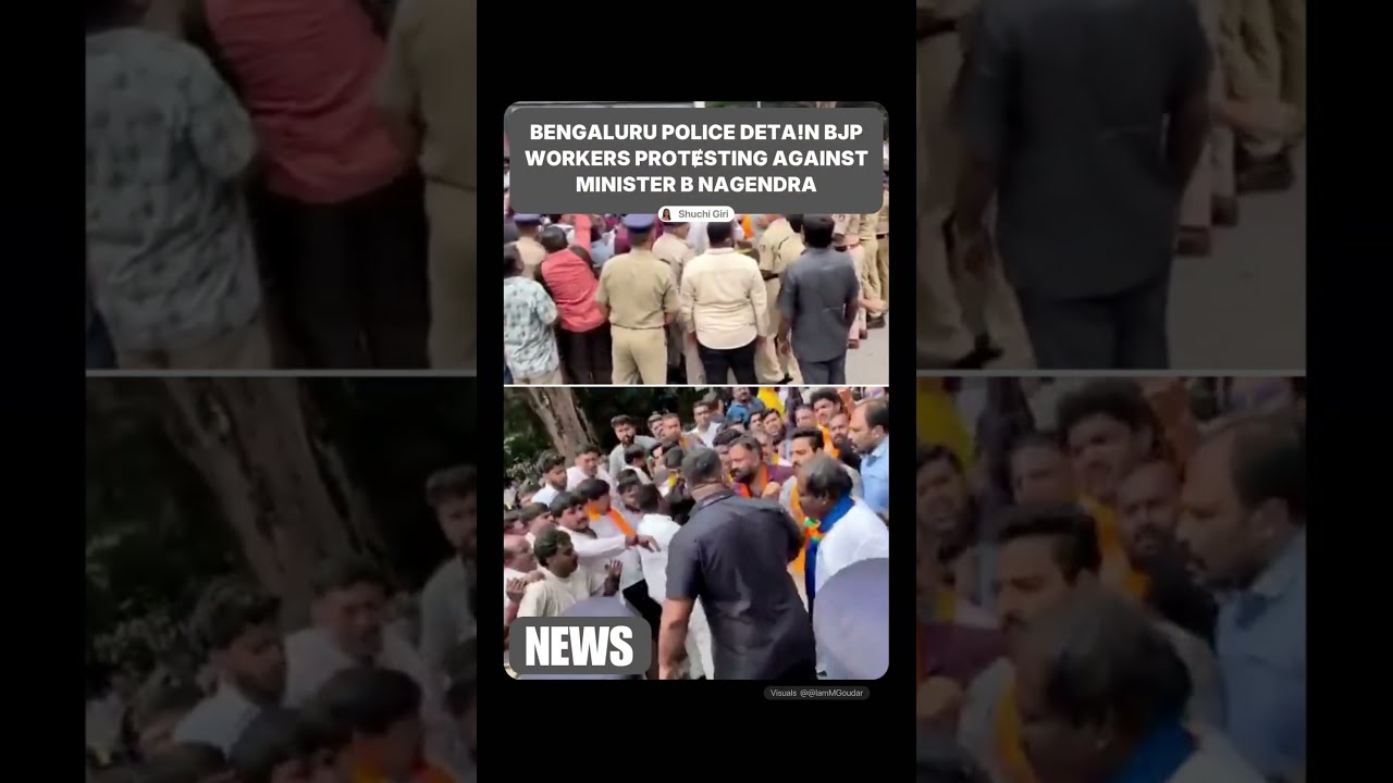 Bengaluru Police Deta!n BJP Workers Protɇsting Against Minister B Nagendra