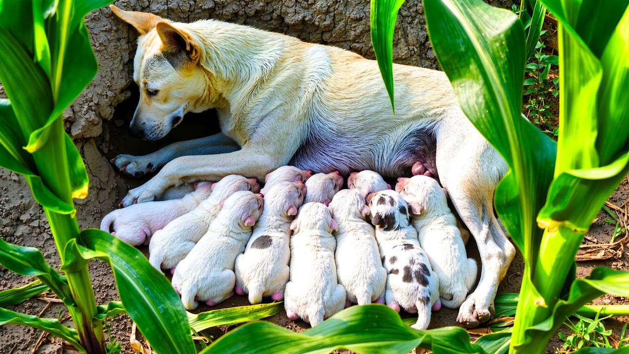 Познакомившись в дикой природе с доброй мамой-собакой🐶, мы неожиданно стали одной семьёй. 🐶🐕😘❤❤❤