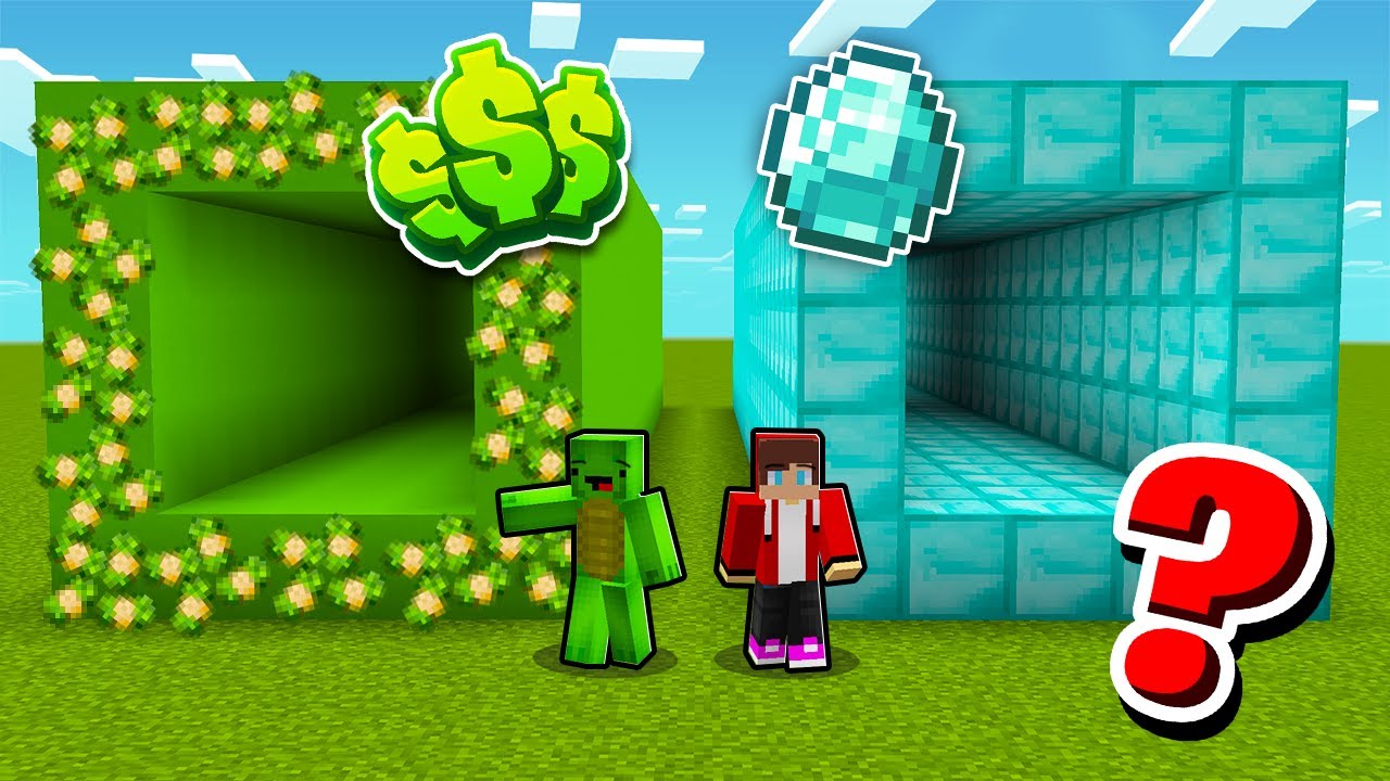 Villagers vs JJ and Mikey Choose the Right Tunnel in Minecraft