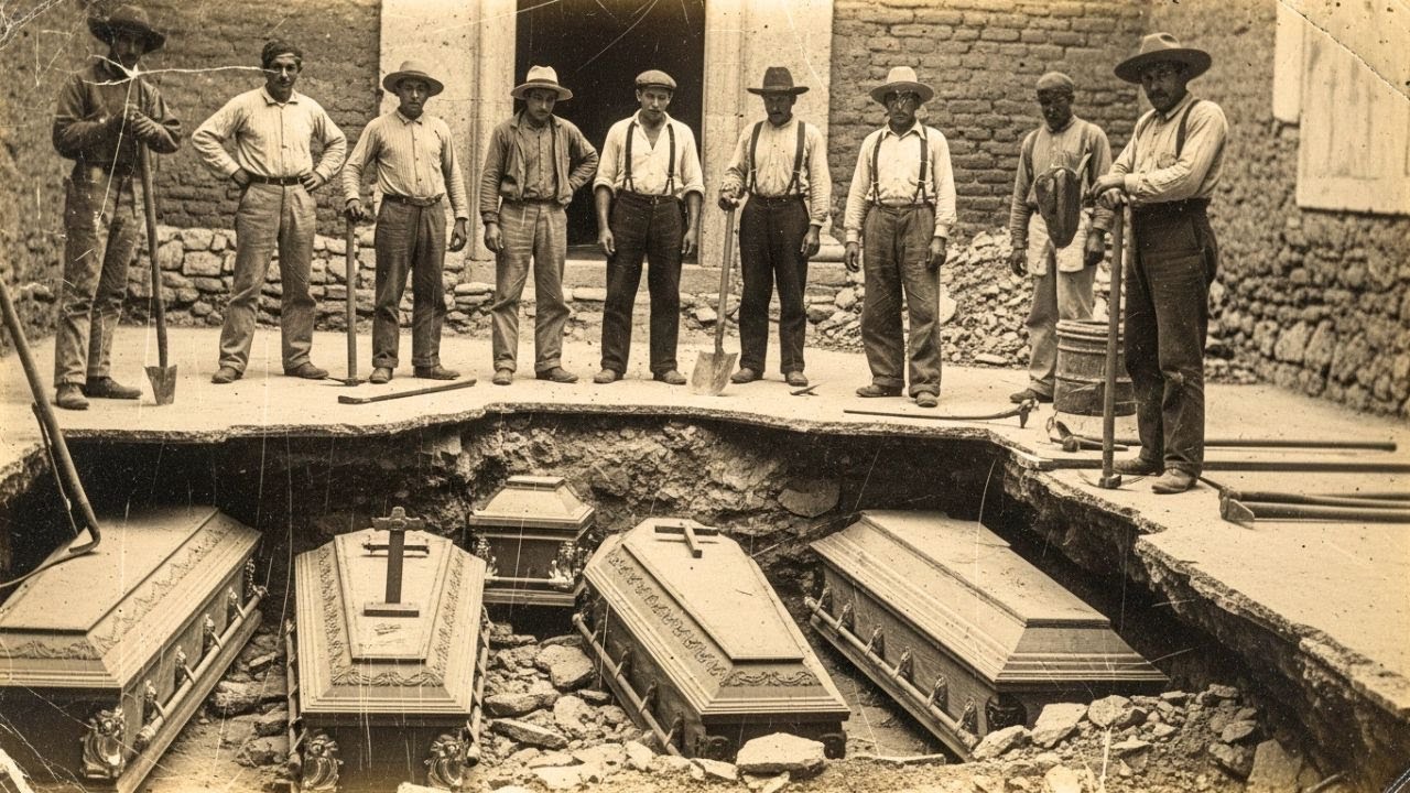 Cuando los albañiles levantaron el piso en Guanajuato, hallaron ataúdes ocultos en cemento
