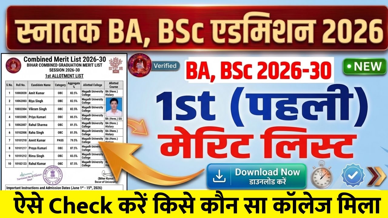 BA, BSc 1st Merit List 2026 Date Released for all Universities | Bihar Ug First Merit List 2026 K...
