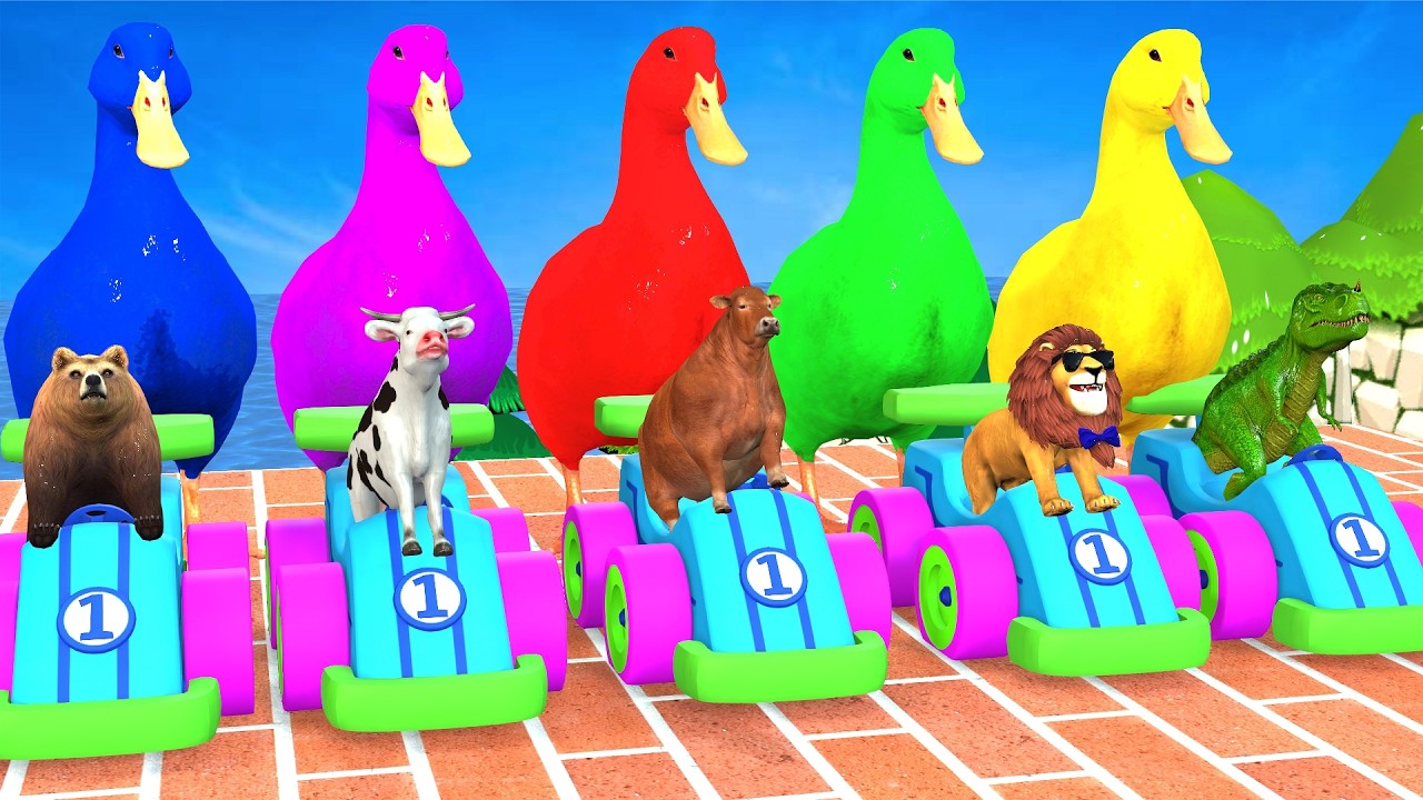 Long Slide Game With Elephant Buffalo Zebra Lion Cow Gorilla Tiger 3d Animal Game Funny 3d Animals