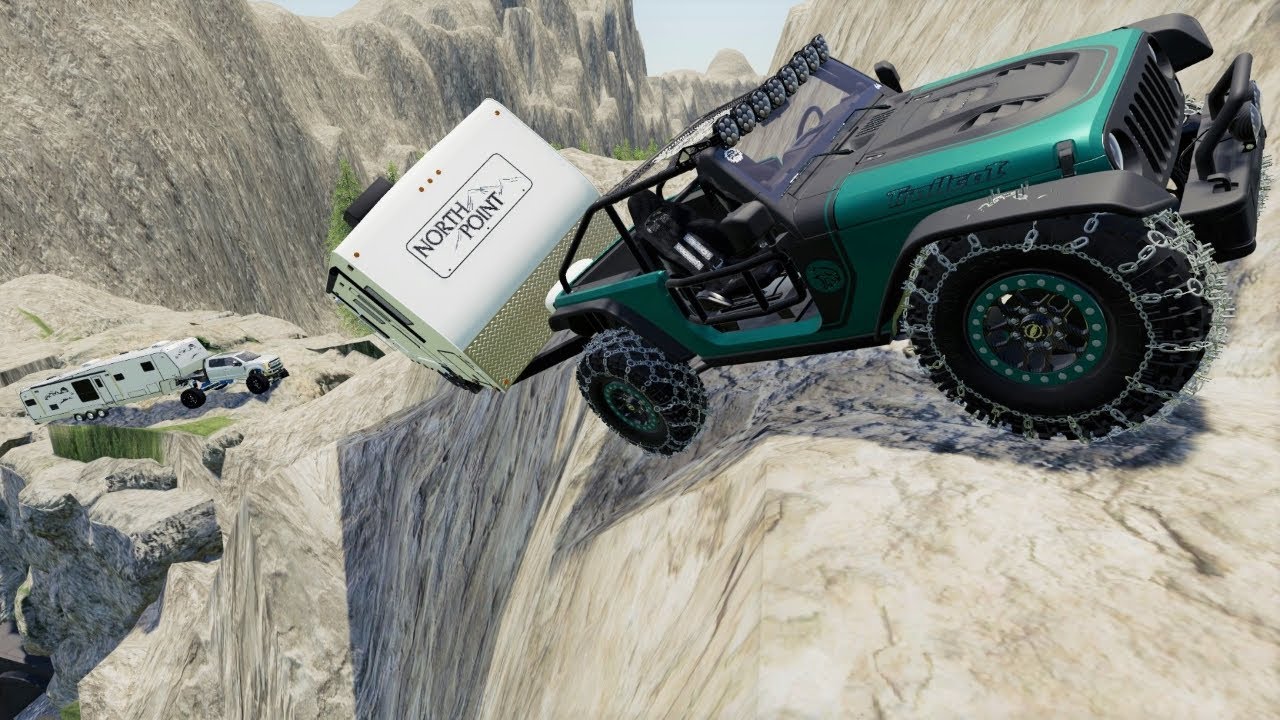 Camper falls off dangerous mountain driving jeep | Farming Simulator 19