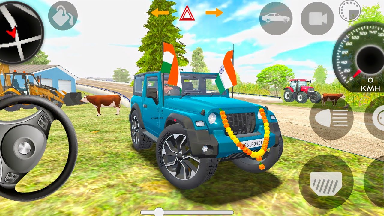 Modified Mahindra Thar😈Games: Jcb White Thar (Gadi Wala Games) Car Indian Game - part 00030 