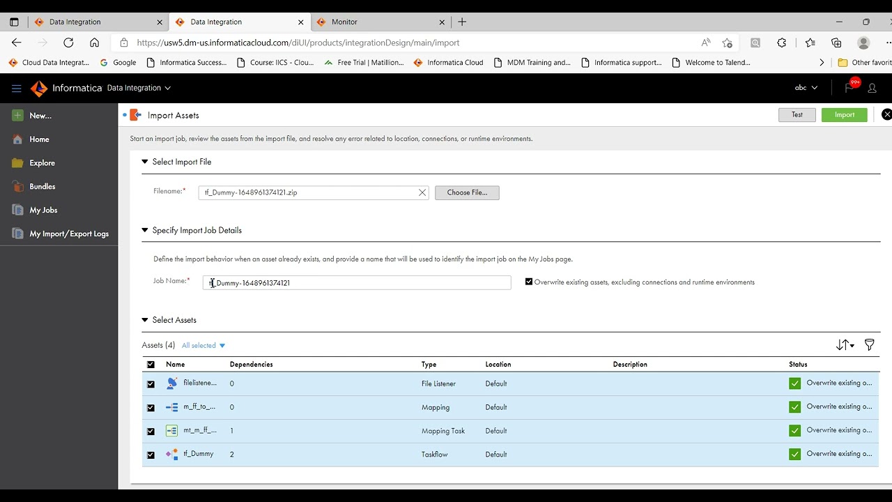 5.11 Развертывание активов из одной среды в другую в IICS