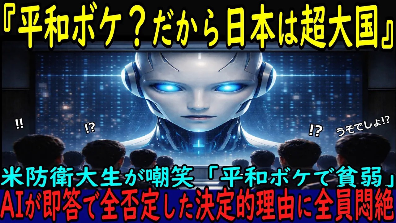 【海外の反応】「日本は平和ボケで弱い国」米国防衛大生の嘲笑→ AIが即答で全否定した理由に全員悶絶
