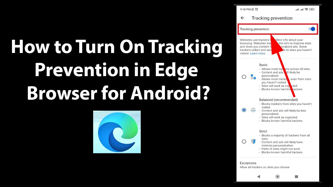 How to Turn On Tracking Prevention in Edge Browser for Android?