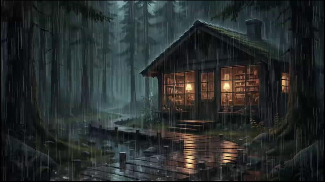Rain Covered Forest Cabin 🌧 | Gentle Night Rain Sounds for Deep Sleep, Calm Dreams and Peaceful Rain