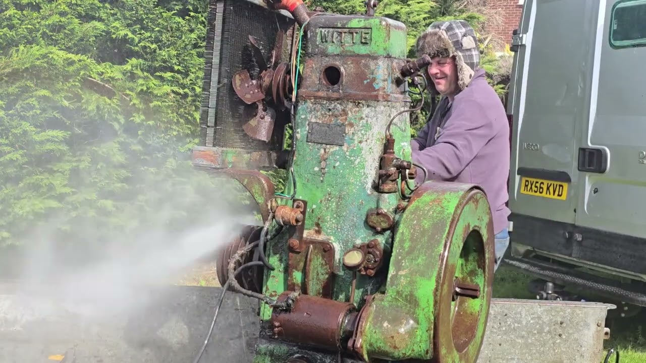 New BIG Whitte Diesel engine. Plus will the Crissley start on the handle??