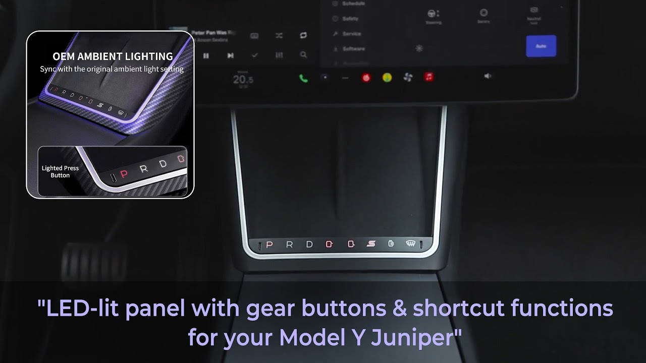 Tesla Model Y Juniper Smart Touch Wireless Charging Dock Ambient Light Sync + USB C Fast Charge