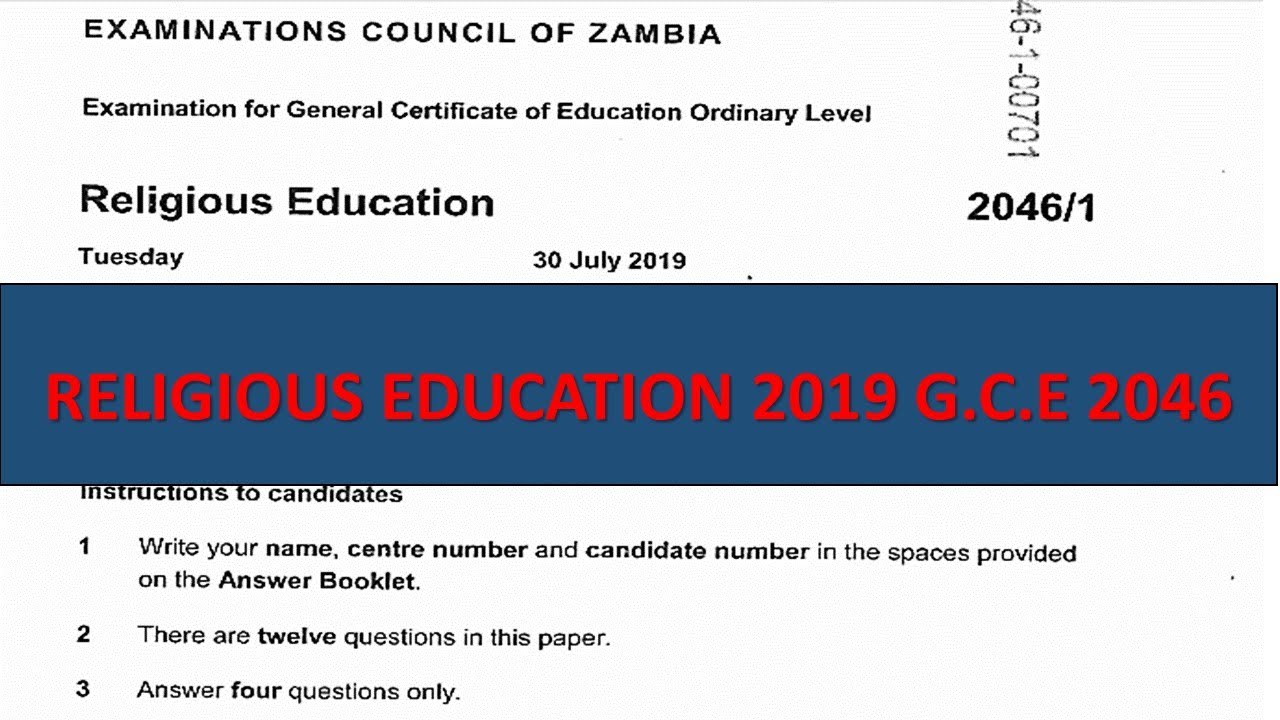 RELIGIOUS EDUCATION 2019 GCE 2046!!