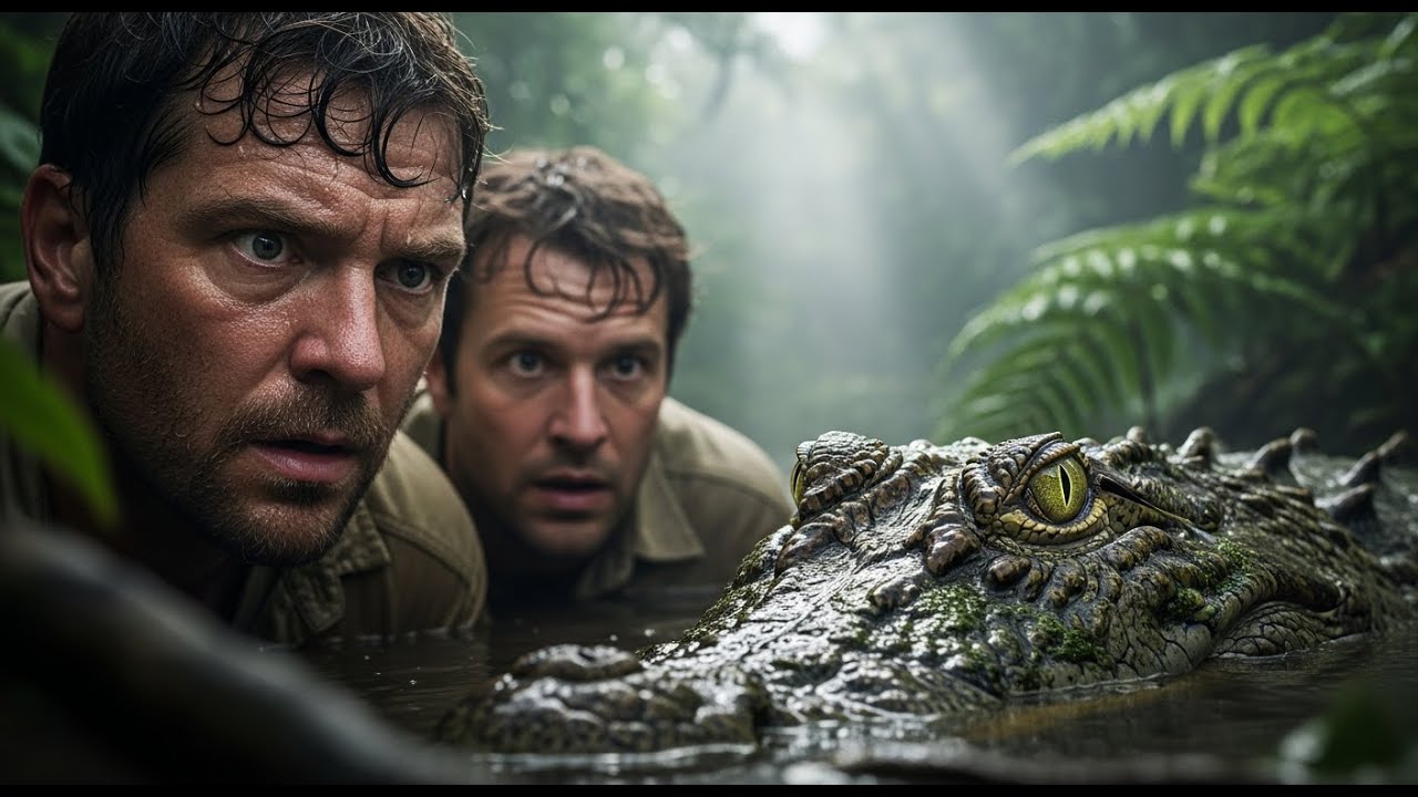 Giant Reptile Lineup in Misty Tropical Jungle