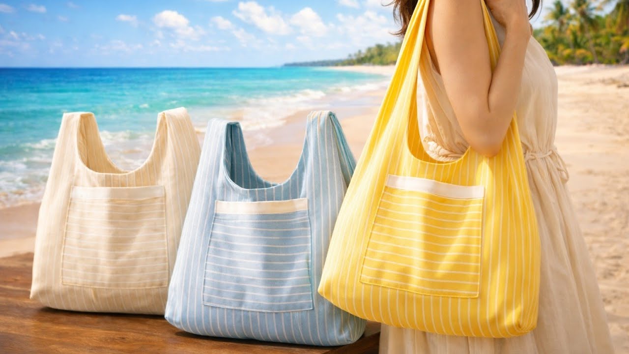 “DIY🪡 Beach Tote Bag — Professional Style for Beginners✂️