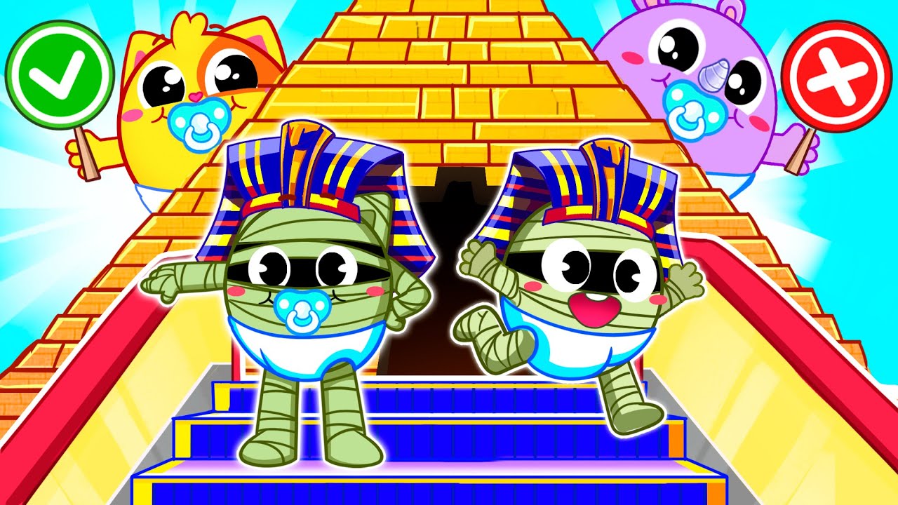 Safety Rules In The Escalator In Pyramid with Mummy | Baby Songs & Nursery Rhymes by Toddler Zoo