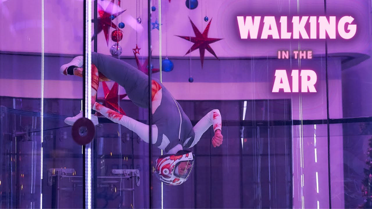 Walking In The Air. Indoor Skydiving performance.