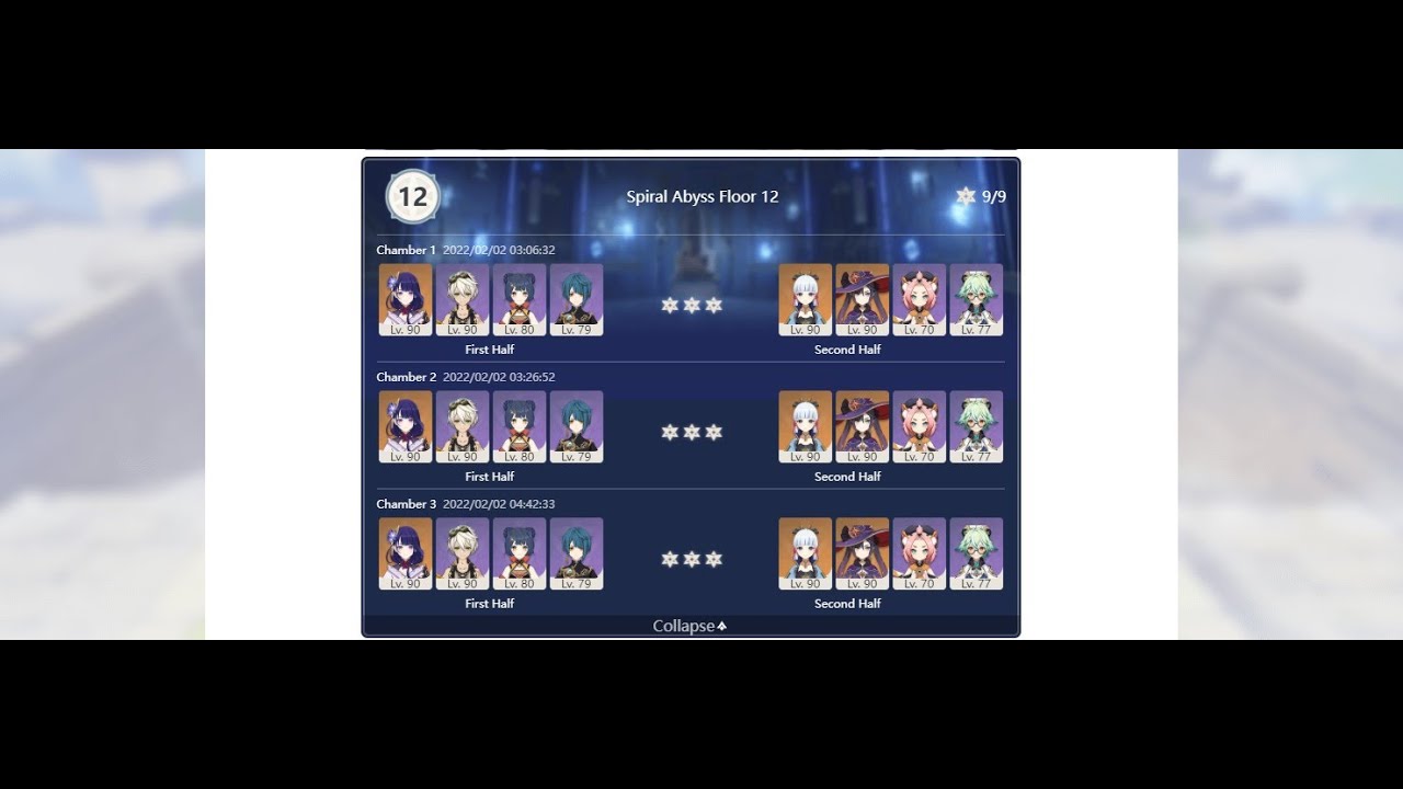 Abyss 2.4 with 36 stars (Raiden National + Budget Ayaka Morgana Team F12)